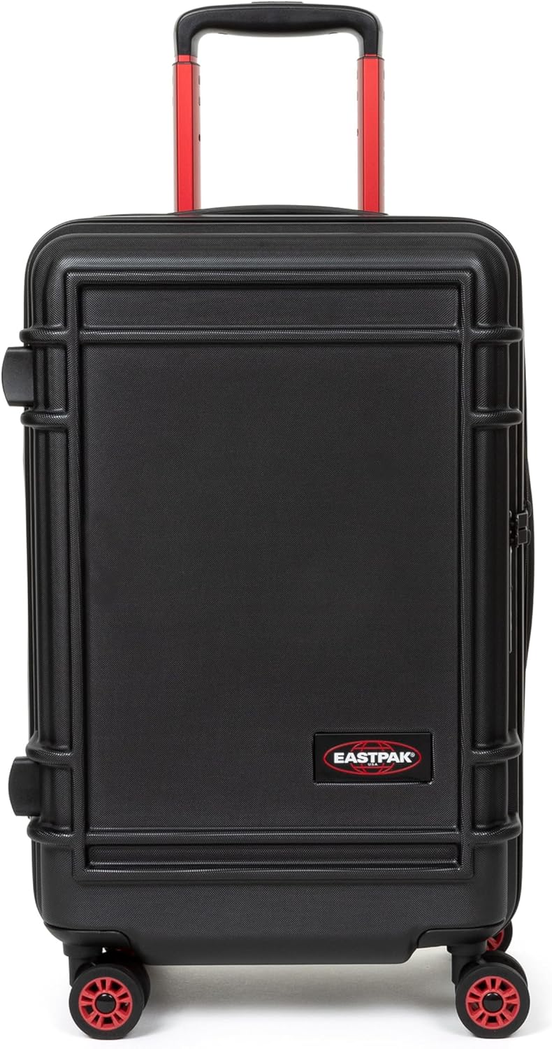 EASTPAK Resist'R Zip S – 34L Hardshell Suitcase with Dual Compartments, TSA Lock, Silent 360° Spinner Wheels & Water-Resistant Design, Black