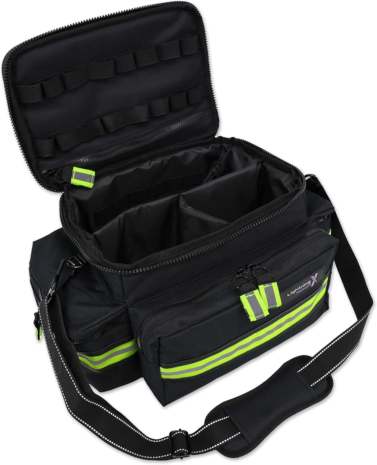 Lightning X Products Lightning X Mid-Sized First Responder EMT Bag | LXMB25 Fully Stocked Aid Kit w/ 200+ BLS Supplies - Black