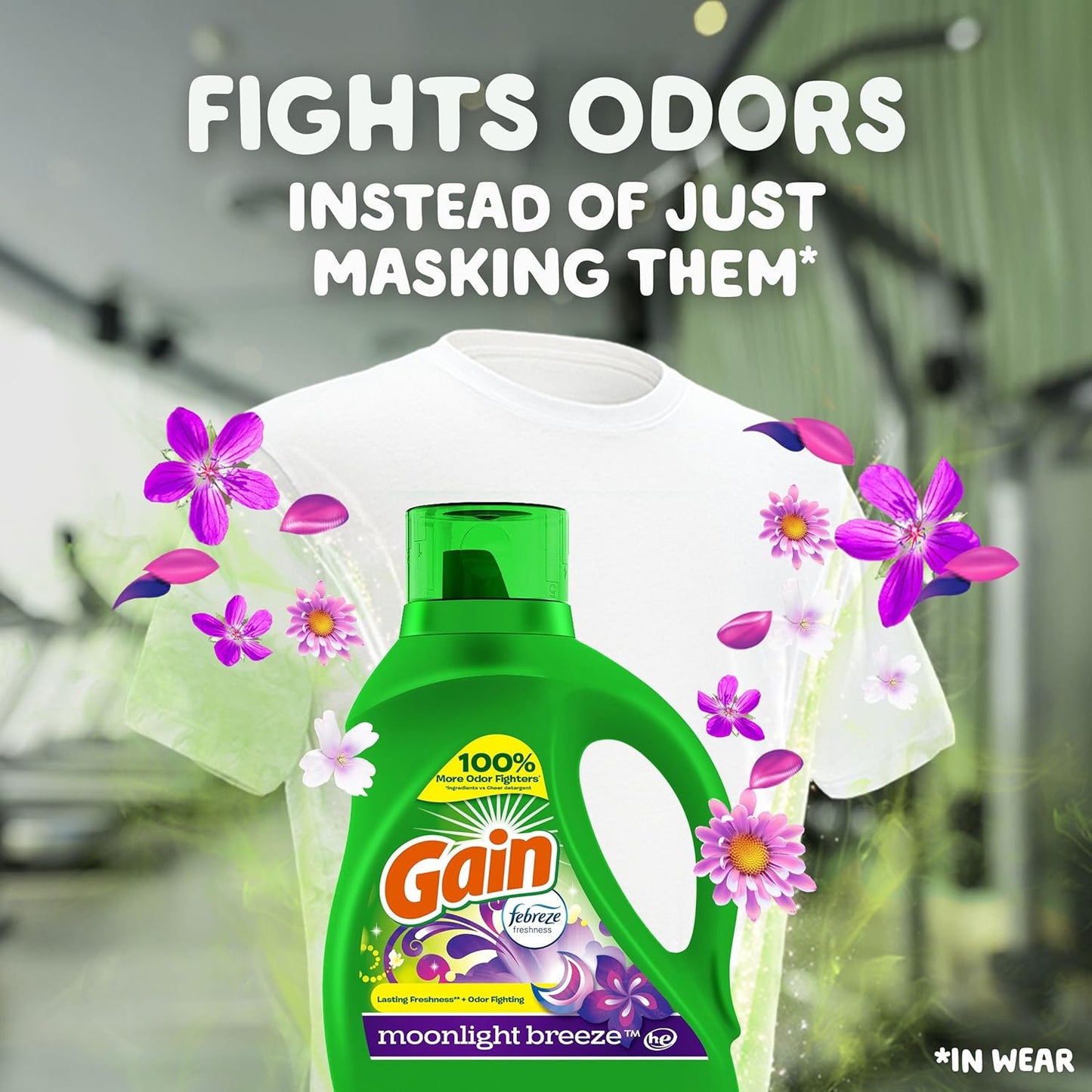 Gain + Aroma Boost Liquid Laundry Detergent, Moonlight Breeze Scent, 45 Loads, 65 fl oz, HE Compatible