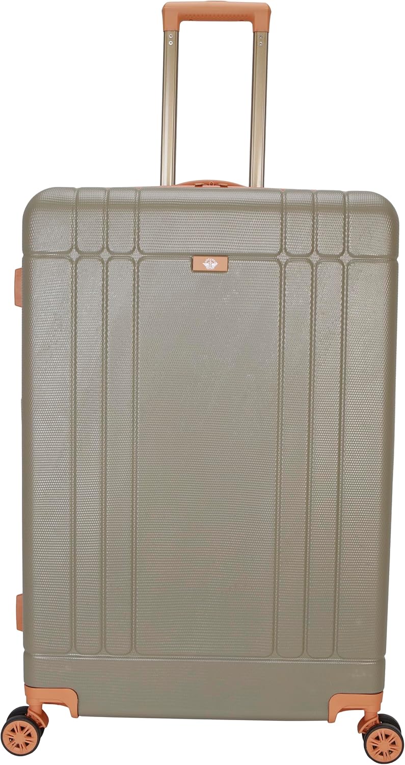 Dockers Hooper Hardside Expandable 8-Wheel Spinner Travel Luggage, Timberwolf, 28-Inch Checked