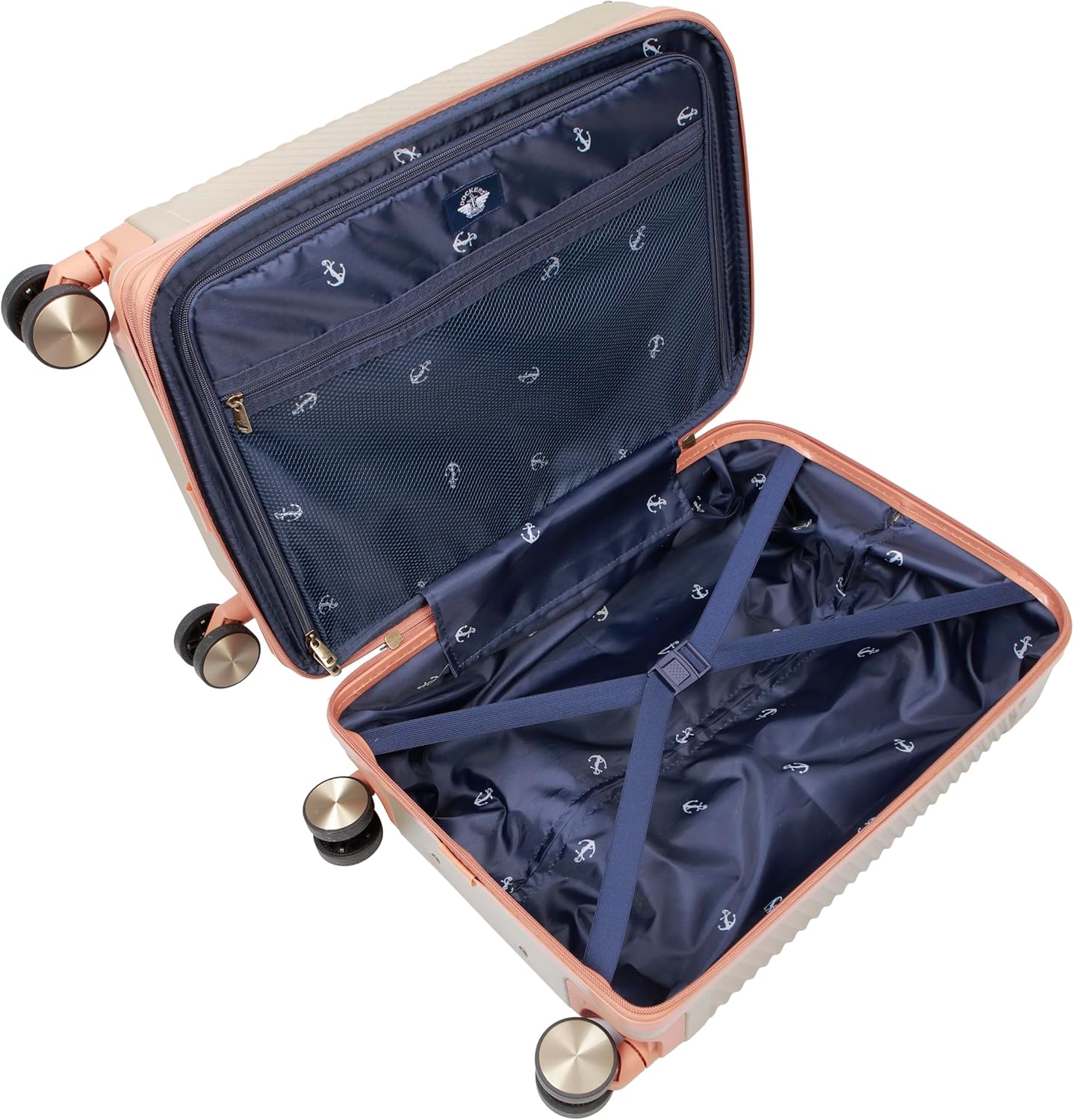 Dockers Spectra Hardside Expandable 8-Wheel Spinner Travel Luggage, Timberwolf, 20-Inch Carry On