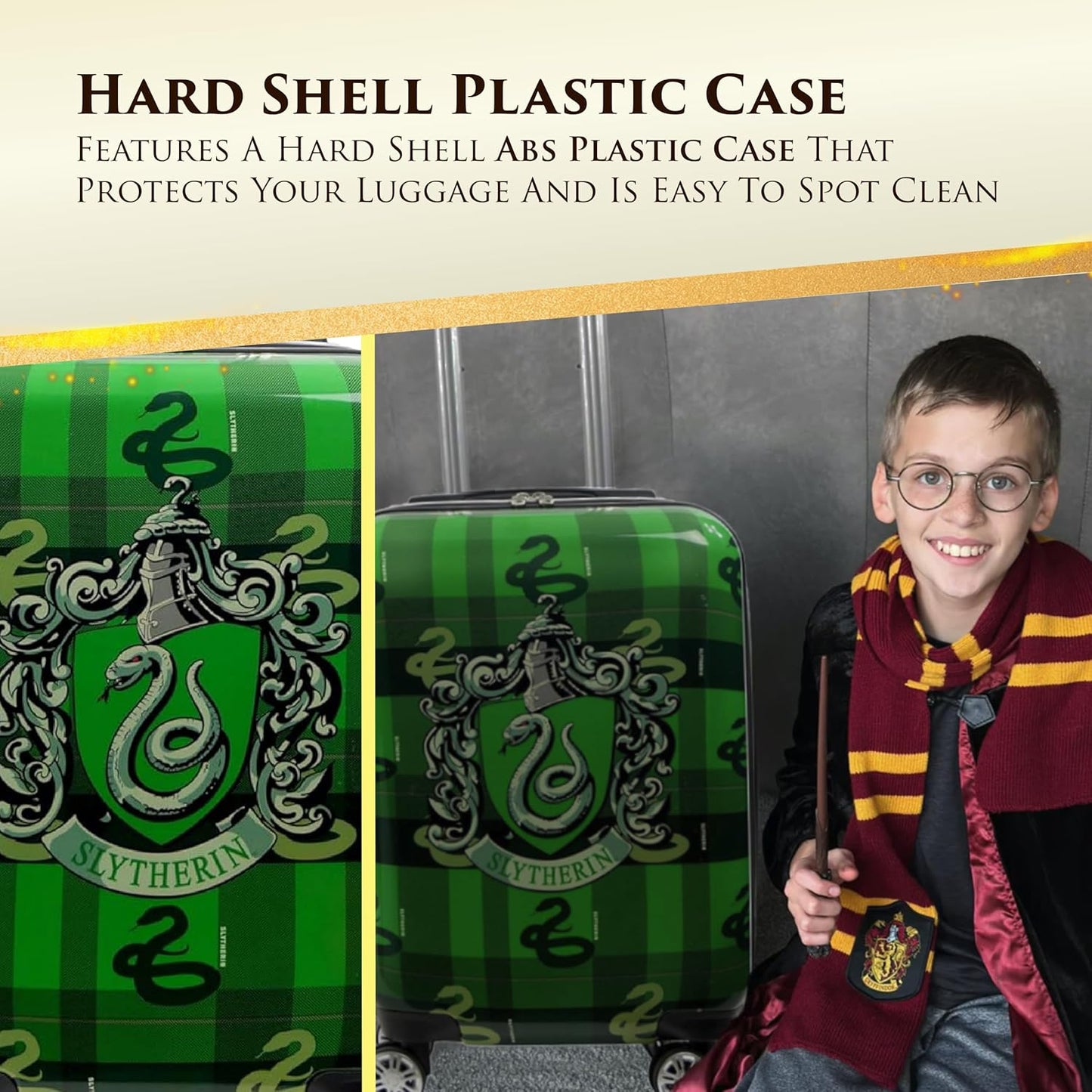 FUL Harry Potter 22 Inch Carry On Luggage, Hardshell Rolling Suitcase with Spinner Wheels, Slytherin