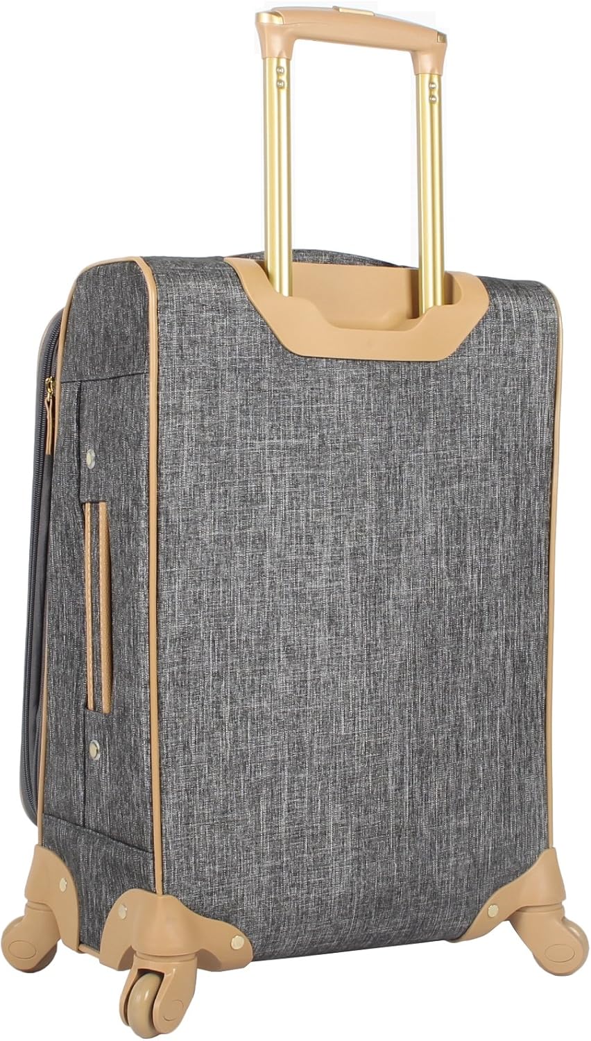 Nicole Miller New York Luggage Collection - Designer Lightweight Softside Expandable Suitcase- 20 Inch Carry On Bag with 4-Rolling Spinner Wheels (Paige Silver)