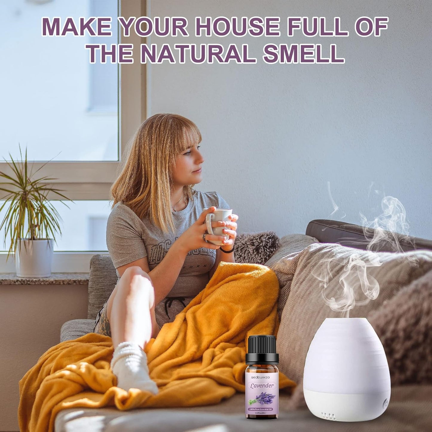 Sedbuwza Lavender Essential Oil, Pure Organic Lavender Fragrance Oil for Diffuser, Humidifier, Soap, Candle, Perfume