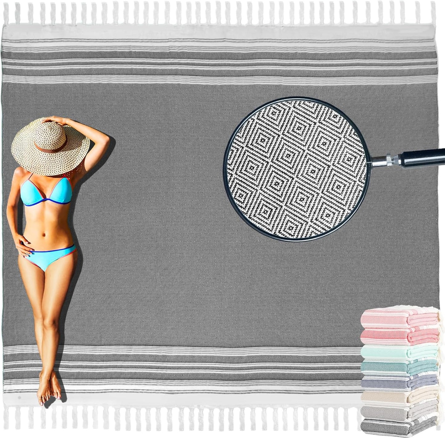 Oversized Turkish Beach Towel Blanket Cotton Giant XL Sandproof Towels Huge Linen XXL Extra Large Big Throw Quilt Blankets for Adults Cloud Travel Camping Glamping Accessories Essentials