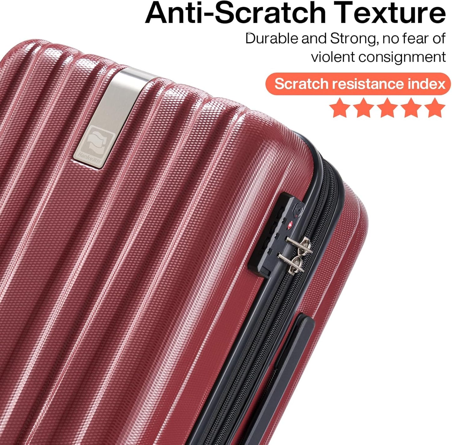 Hanke 29 Inch Luggage Suitcases With Spinner Wheels Lightweight PC hardside Rolling Suitcase With Travel Lock, Checked-Large 29-Inch Christmas Gifts for Birthday （Burgundy）