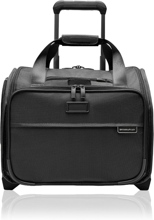 Briggs & Riley 2-Wheel Cabin Bag - Carry On Luggage for Travel, Suitcases with Wheels, Softside Rolling Bag for Men & Women, Interlocking Handle, Self-Repairing Zipper - Baseline Collection, Black