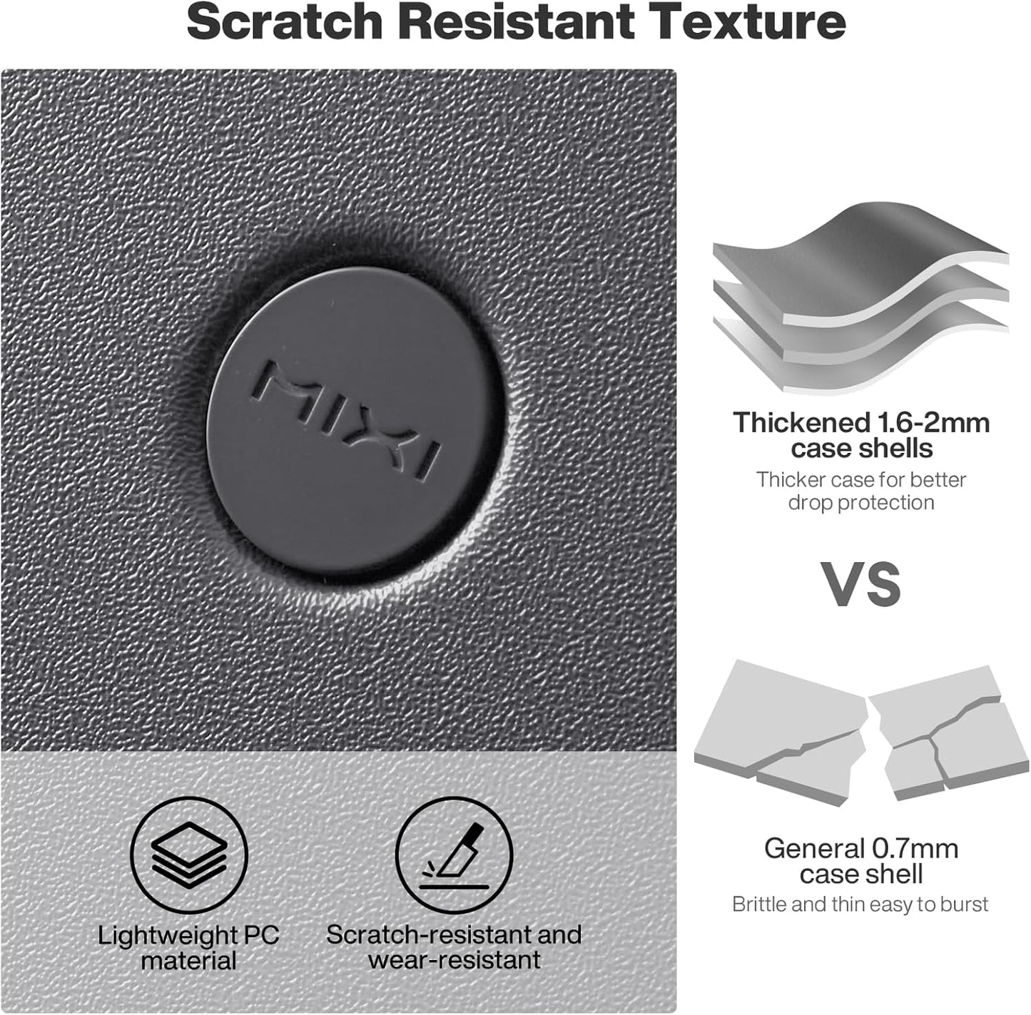 mixi 24 Inch Large Expandable Checked Luggage Suitcase with Spinner Wheels, Hardside Rolling Travel Suitcase PC with TSA Lock, Rock Gray