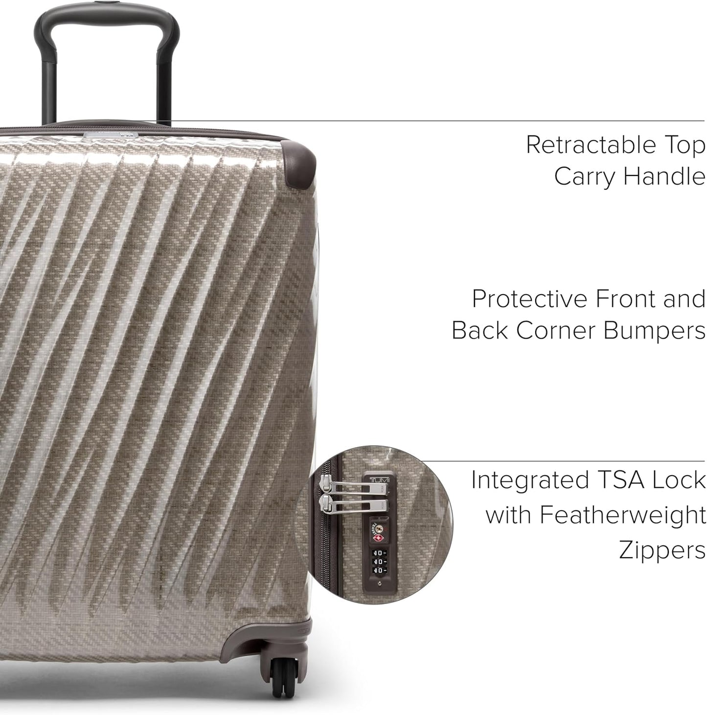 TUMI - 19 Degree Lite 4 Wheel Luggage - Lightweight and Highly Durable, Modern Contour, Hard Shell Men's and Women's Suitcase - 21.75" Continental Carry-On, Titanium Grey