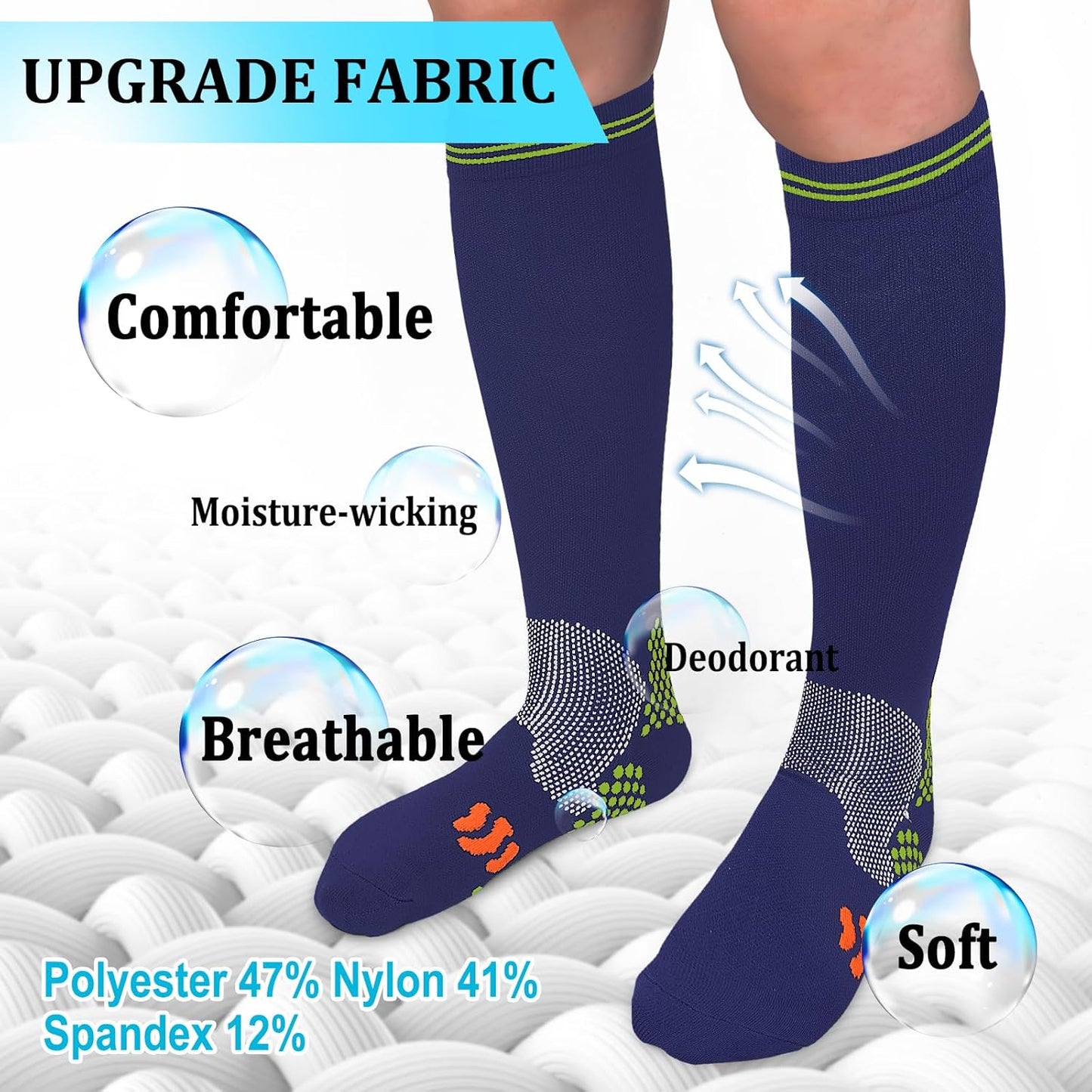 30-40mmHg Medical Graduated Compression Socks for Women&Men Circulation-Compression Stockings-Knee High Socks for Support,Hiking,Running