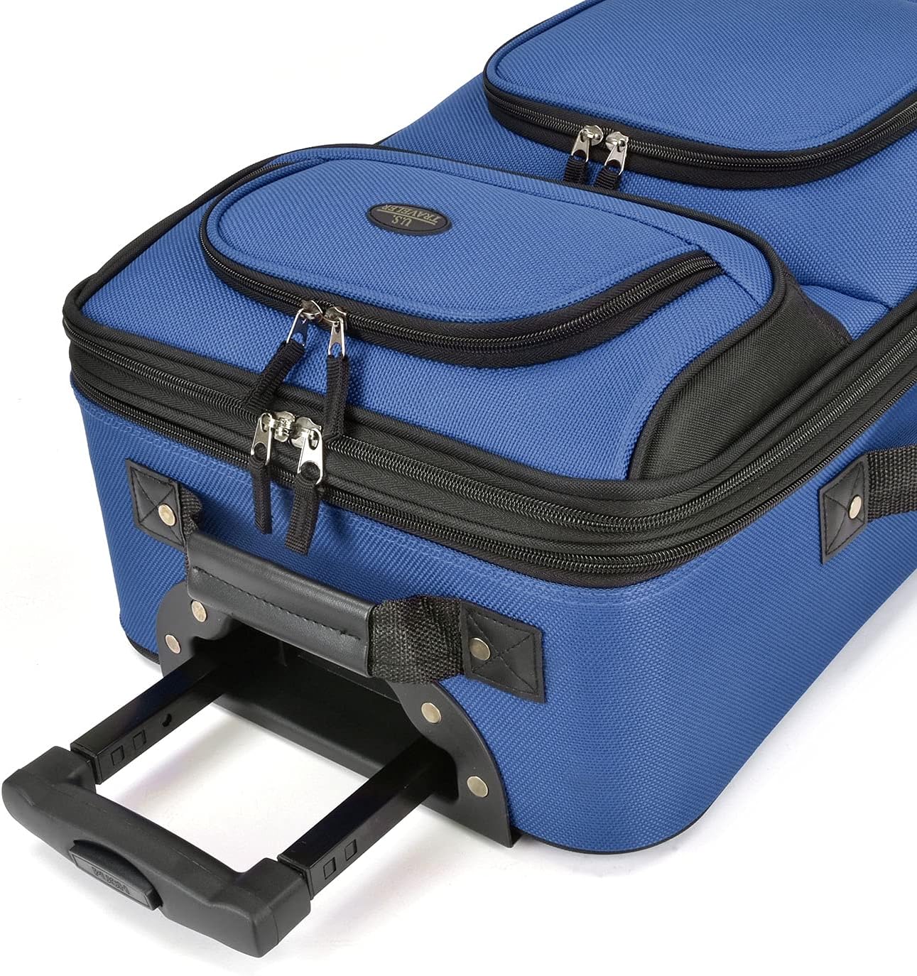 U.S. Traveler Lightweight Rolling 20" Carry On Luggage Softside Suitcase, Blue, 2-Wheel Single