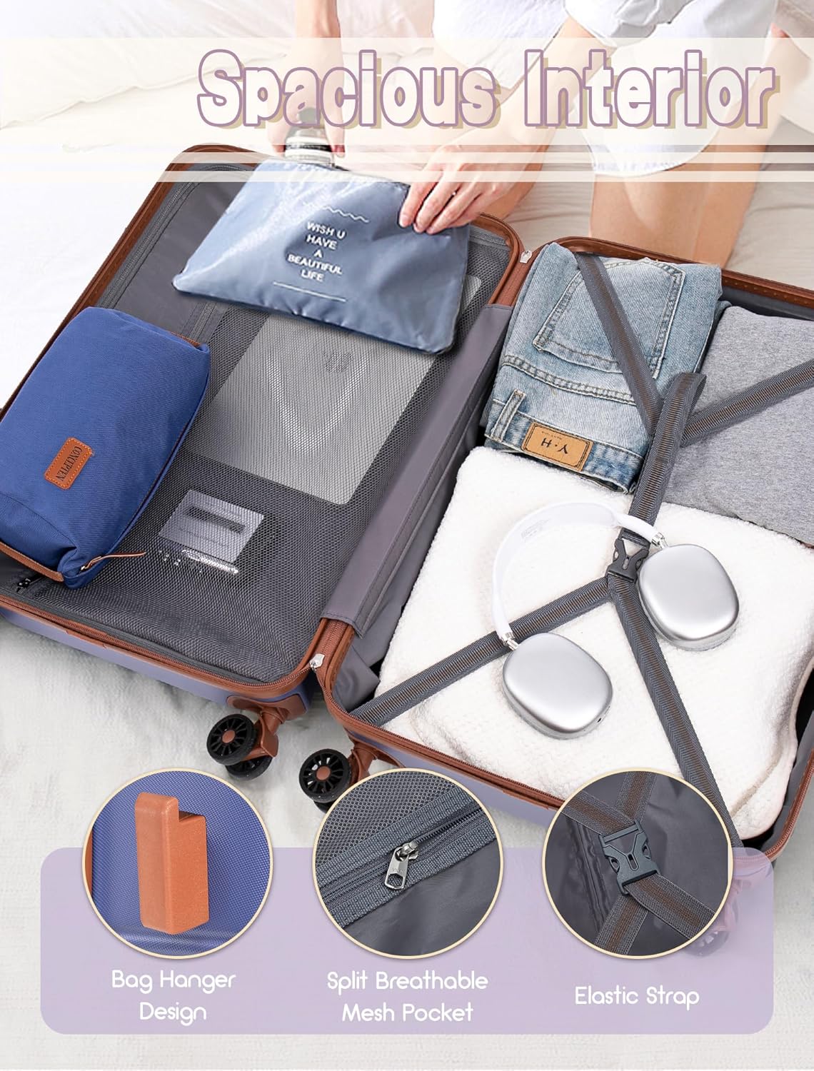 Luggage Sets 5 Piece, Suitcases with Wheels, Hardshell Suitcase Set, ABS Carry on Luggage Set with TSA Lock, Travel Luggage