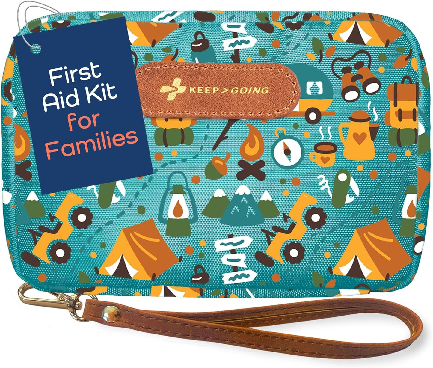 KeepGoing Travel First Aid Kit for Kids – 130 Pc. for Car, Home, Purse, Diaper Bag & Backpack with Latex-Free Bandages - Mini First Aid Kit Travel Size TSA-Approved