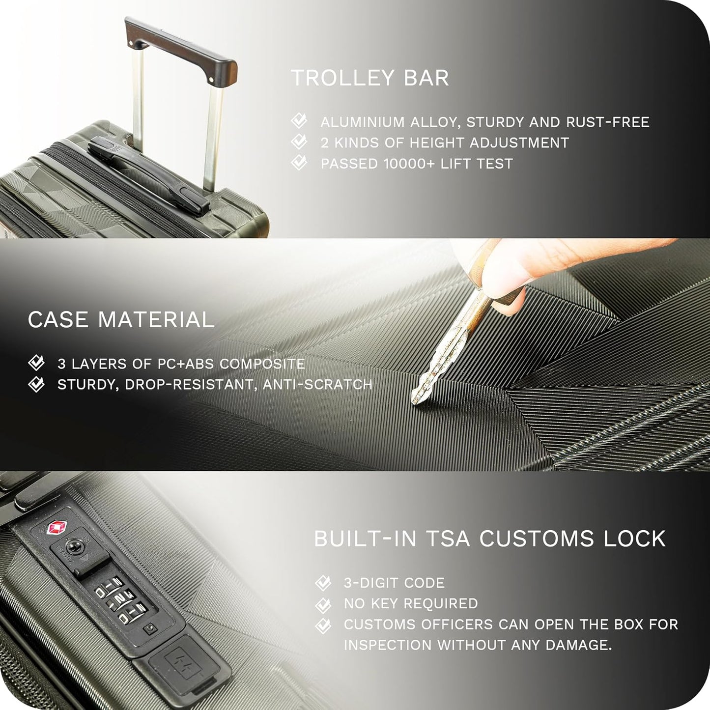 20 inch Carry On Luggage Expandable Top Opening/Clamshell Opening, TSA Approved Carry On Luggage Hard Shell Suitcases, Lightweight Away Carry On Suitcases, Grey