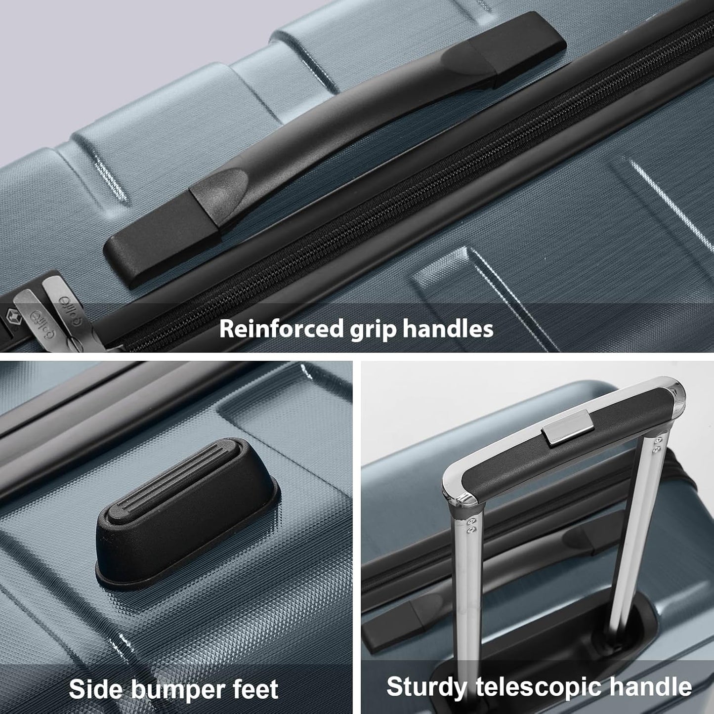 Coolife Luggage PC+ABS Hardshell Suitcase with TSA Lock, Spinner Checked Lightweight (Teal, 24in)