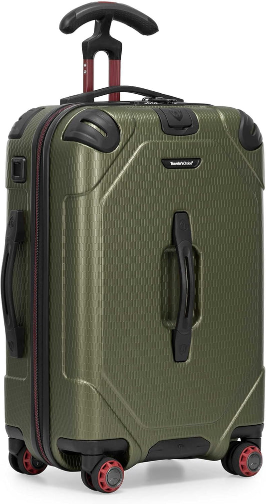 Traveler's Choice Maxporter II 22" Hardside Polycarbonate Spinner Carry-On Luggage, USB Port, TSA Lock, Dark Green
