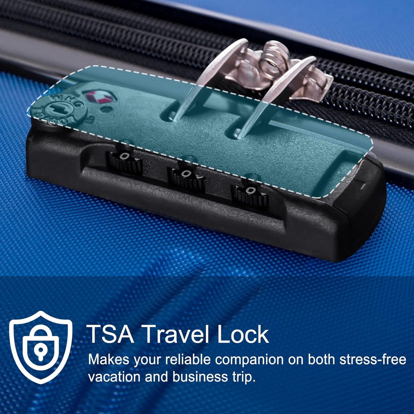 Merax Luggage Sets 3 Piece Suitcase Set 20/24/28,Carry on Luggage Airline Approved,Hard Case with Spinner Wheels,Blue