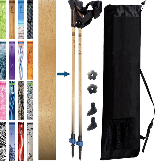 Official Nordic Walking Poles - True Classic Nordic Glove Grips, Lightweight, Adjustable, and Collapsible -2 Pieces w/flip Locks, Detachable Feet and Travel Bag by York Nordic - Heights 5'4"-6'2"