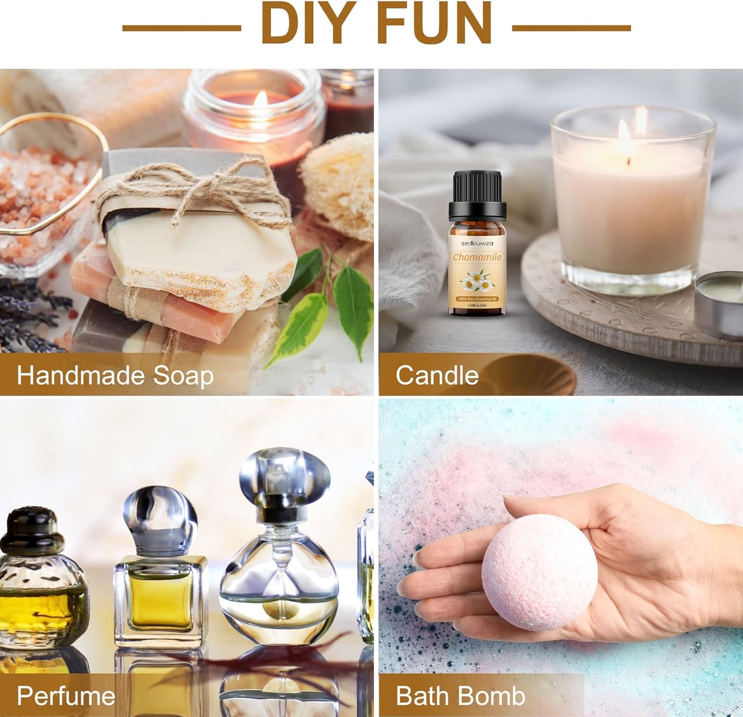 Sedbuwza Chamomile Essential Oil, Pure Organic Chamomile Fragrance Oil for Diffuser, Humidifier, Soap, Candle, Perfume