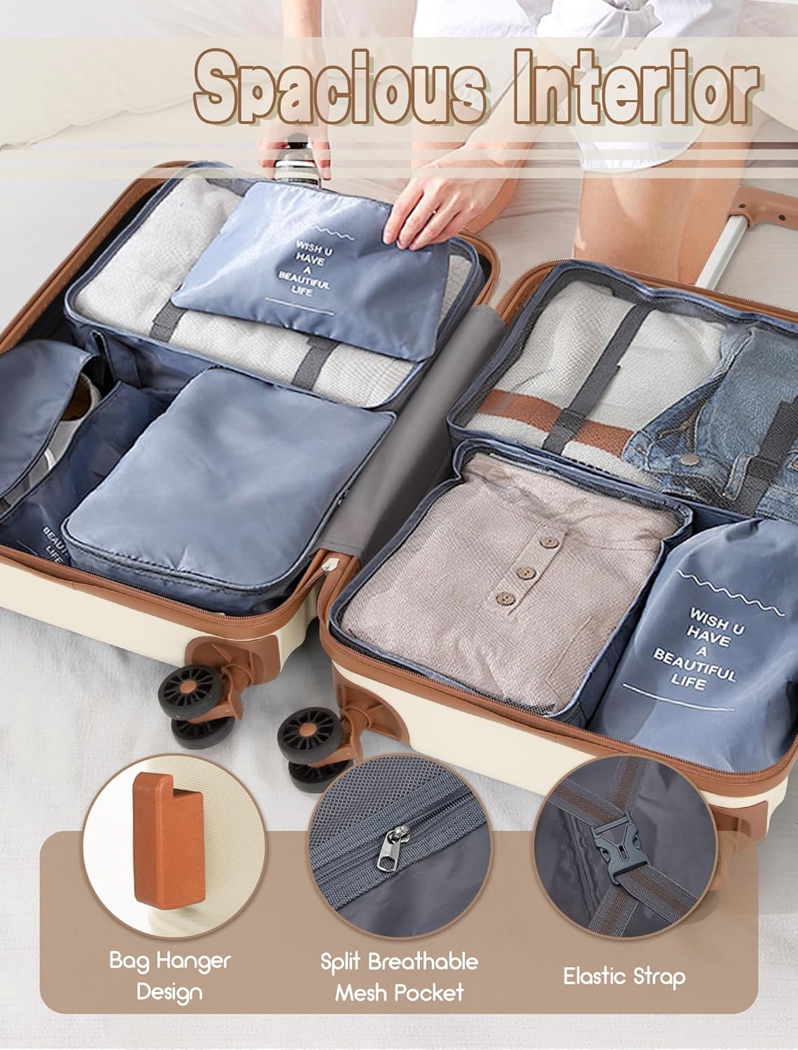 Luggage Sets 5 Piece, Suitcases with Wheels, Hardshell Suitcase Set, ABS Carry on Luggage Set with TSA Lock, Travel Luggage