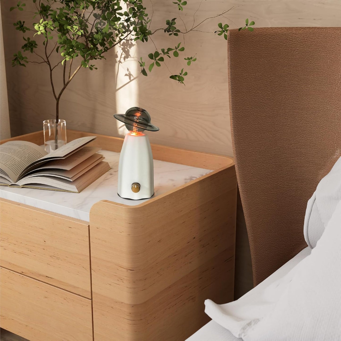 Scarecrow Glass Essential Oil Diffuser with Resin Base for Aromatherapy, Waterless Aroma Diffuser, Rechargeable & Portable Oil Nebulizer, Auto Shut-off Silent Operation Décor and Fragrance, Gift Ready