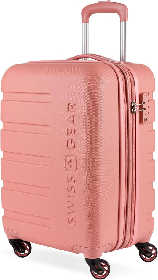 SwissGear 7366 Signature Hardside Expandable Luggage with Spinner Wheels, TSA Lock, Cup-Holder, Coral Almond, Carry-On 19-Inch