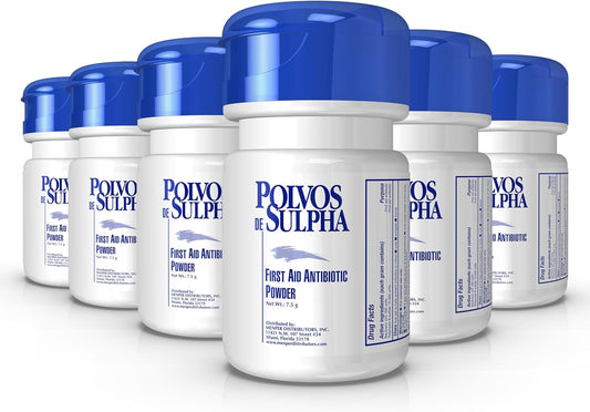 Antibiotic Powder with Bacitracin, First Aid Pain Relief, Healing Wound Seal Powder, Essential Wound Care Medicine for Travel, Effective Healing and Protection, 7.5g, 6-Pack