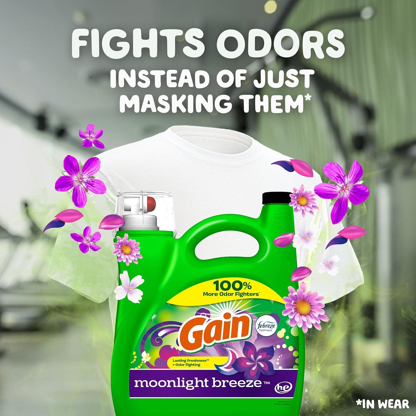 Gain Liquid Laundry Detergent, Moonlight Breeze Scent, 194 fl oz, 134 loads, Freshness + Odor Fighting, High efficiency washing machine iquid cleaning soap