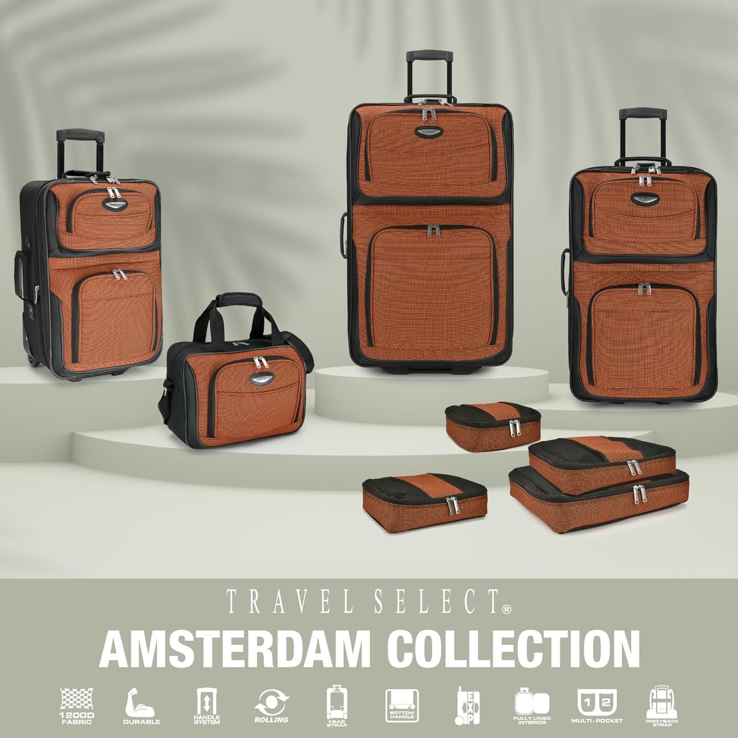 Travel Select Amsterdam 25-Inch Softside Expandable Rolling Upright Luggage, Lightweight 2-Wheel Suitcase with Push-Button Handle, Burgundy