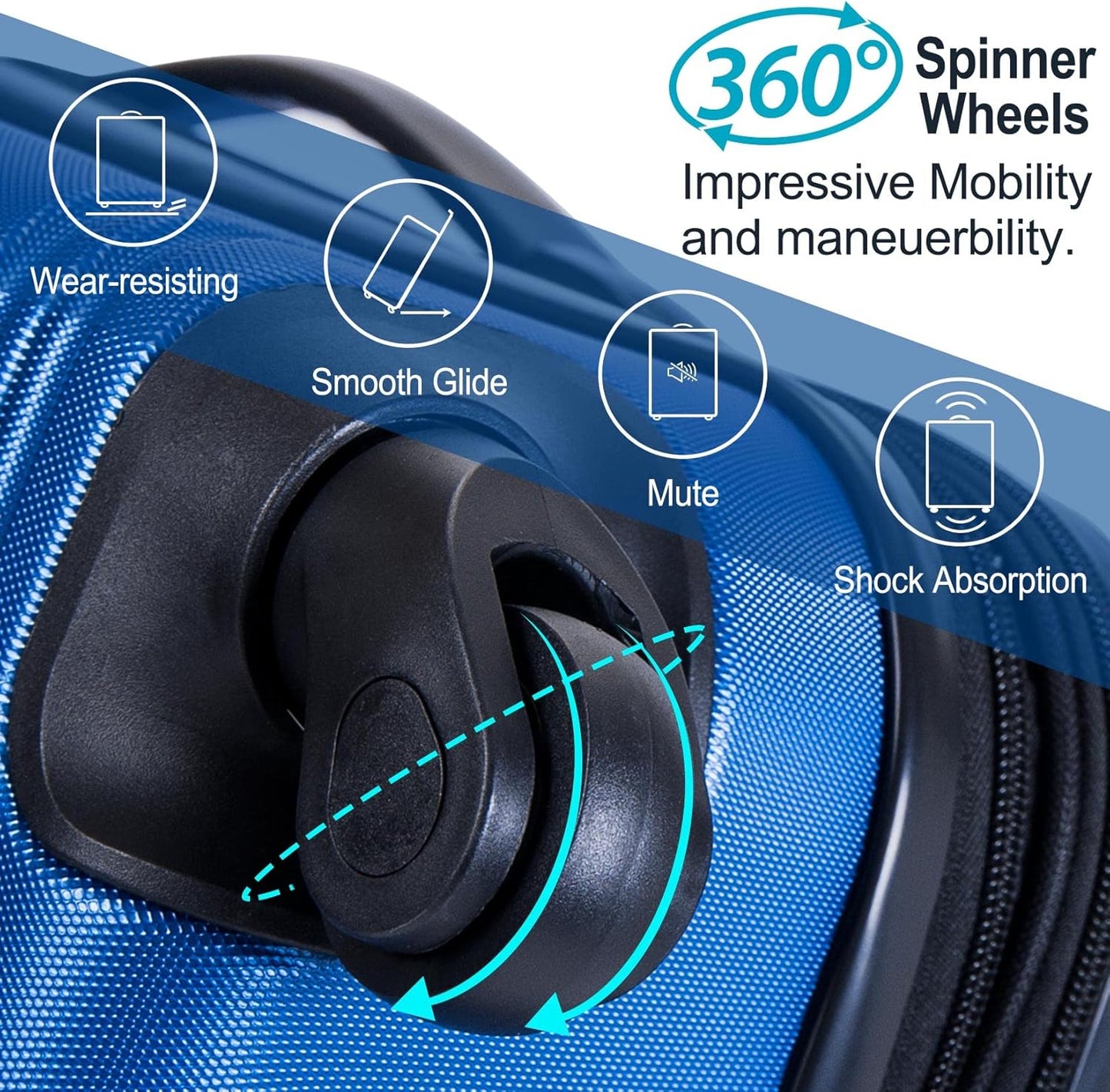 Merax Luggage Sets 3 Piece Suitcase Set 20/24/28,Carry on Luggage Airline Approved,Hard Case with Spinner Wheels,Blue