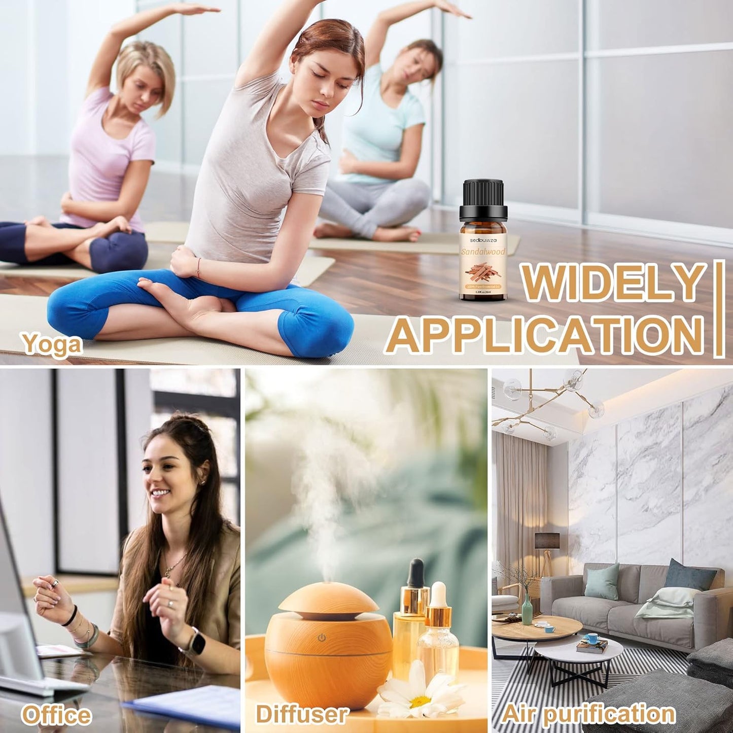 Sedbuwza Sandalwood Essential Oil, Pure Organic Sandalwood Fragrance Oil for Diffuser, Humidifier, Soap, Candle, Perfume