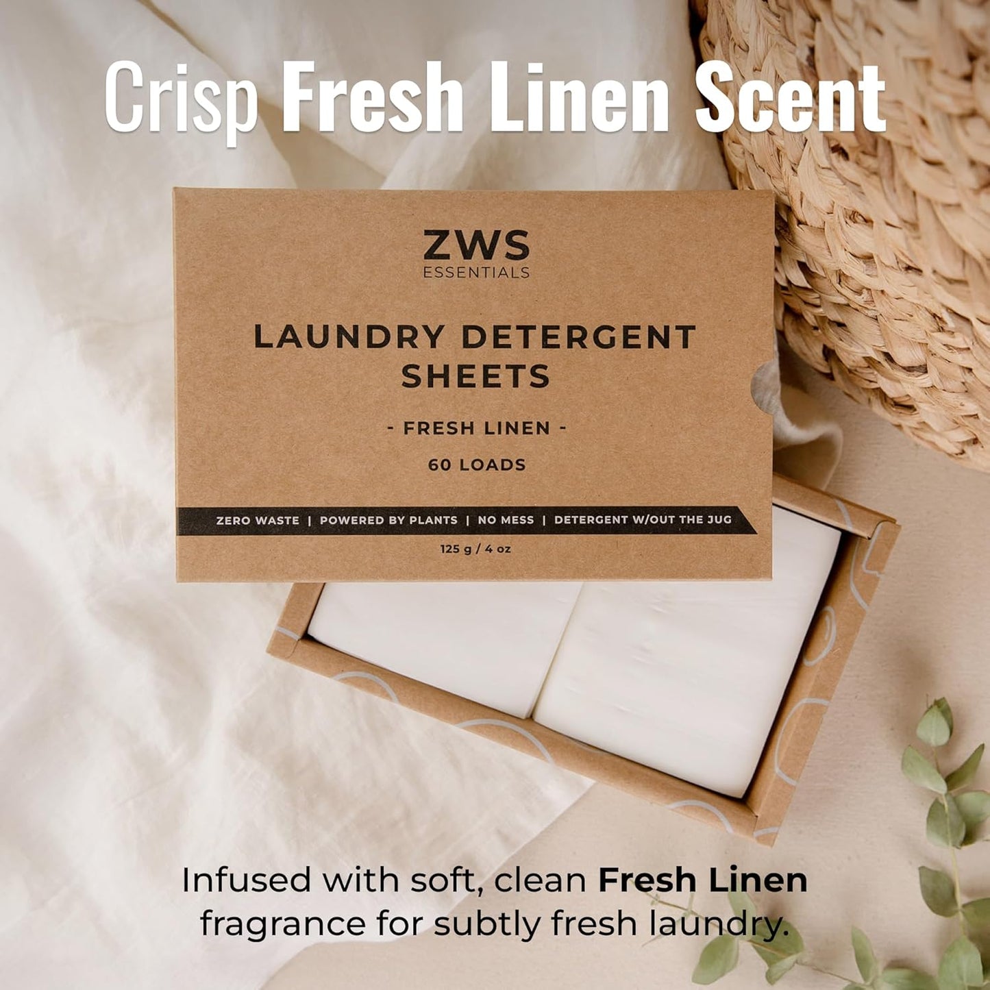 Laundry Detergent Sheets | Fresh Linen Scented Laundry Strips | Eco-Friendly, Plastic-Free Detergent for HE Machines and Everyday Use