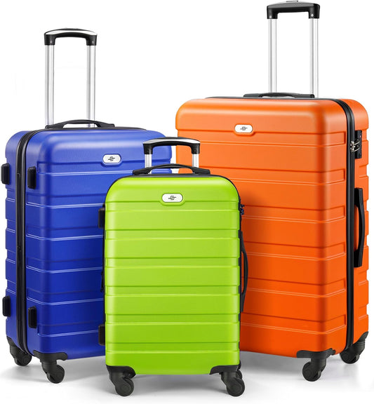 Suitour Luggage set 3 piece,Hardside Lightweight Suitcase Set with Spinner Wheels TSA Lock, 20 24 28 inch Travel Suitcase