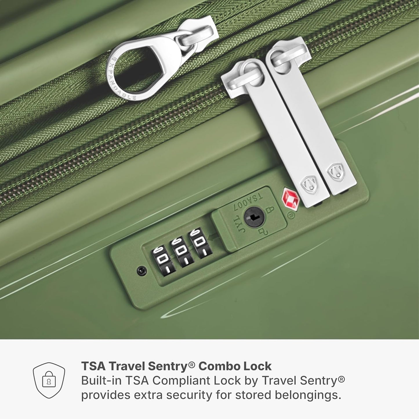 Traveler's Choice Edinburgh II Hardside Spinner Luggage with TSA Lock, Green, 2 Piece (21/29)