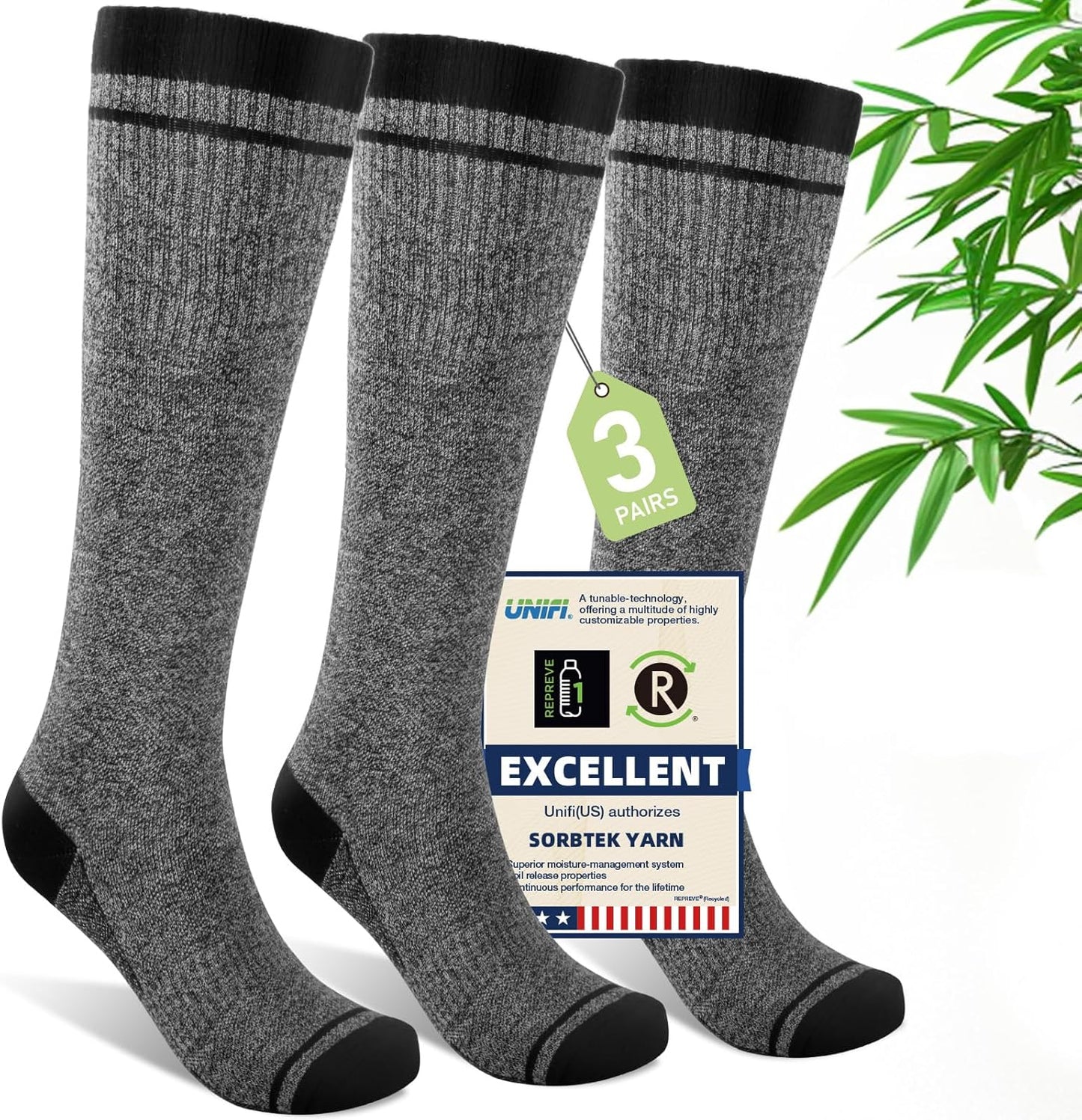 Compression Socks Women & Men, 15-20 mmHg Bamboo Viscose Knee High Soft Support for Flying Travel Daily