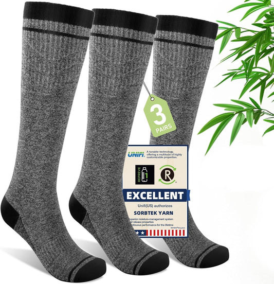 Compression Socks Women & Men, 15-20 mmHg Bamboo Viscose Knee High Soft Support for Flying Travel Daily