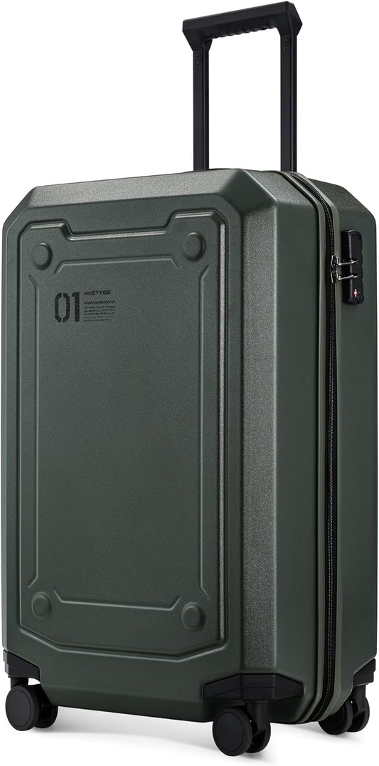 NINETYGO Carry On Luggage 22x14x9 Airline Approved, Carry On Suitcase with Smooth Double Spinner Wheels, Hard Shell PC+ABS Suitcase Carry-On, Lightweight Travel Luggage, TSA Approved (Green, Sahara)