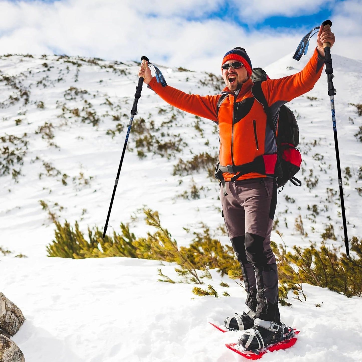 Walking Sticks for Men & Women - 14.5" Foldable Hiking Poles for Backpacking, Exercising and Traveling, Set of 2 Aluminum Nordic Collapsible Trekking Poles