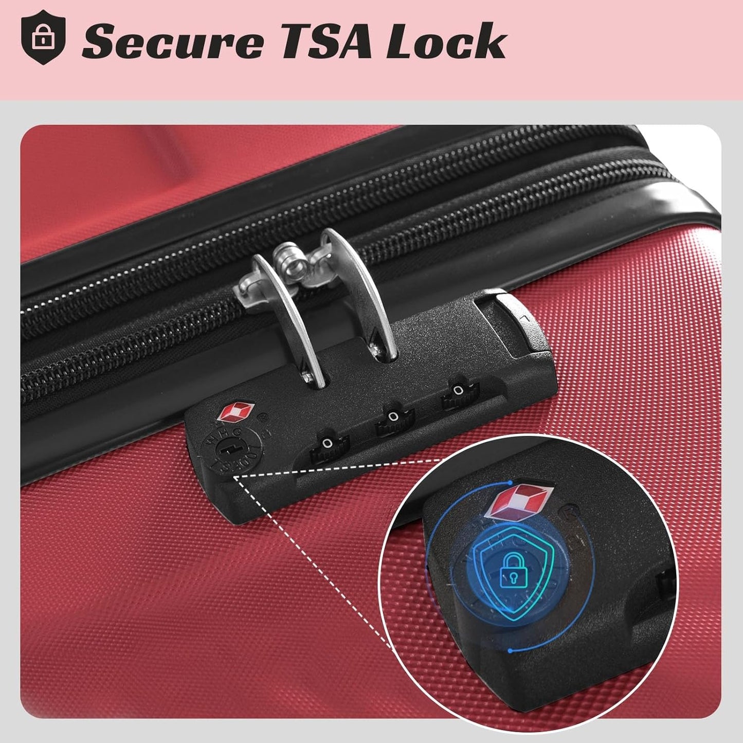 Merax 24 Inch Expandable Checked Luggage, Hardshell ABS Medium Suitcase with Spinner Wheels, TSA Lock, Lightweight Durable Travel Suitcase for Men Women(Red)