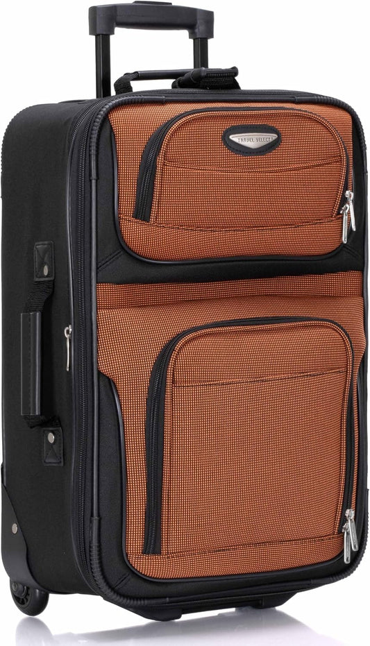 Travel Select Amsterdam 21-Inch Softside Expandable Carry-On Luggage, Lightweight 2-Wheel Upright, Expandable, TSA Lock, Orange