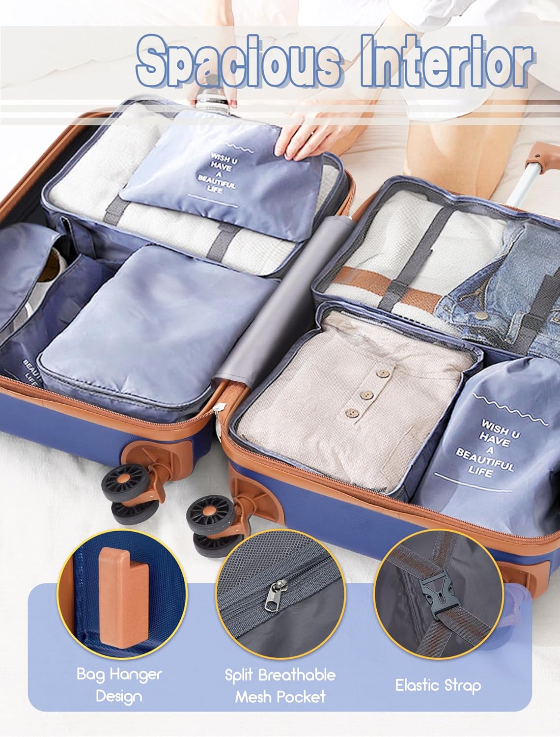 Luggage Sets 5 Piece, Suitcases with Wheels, Hardshell Suitcase Set, ABS Carry on Luggage Set with TSA Lock, Travel Luggage