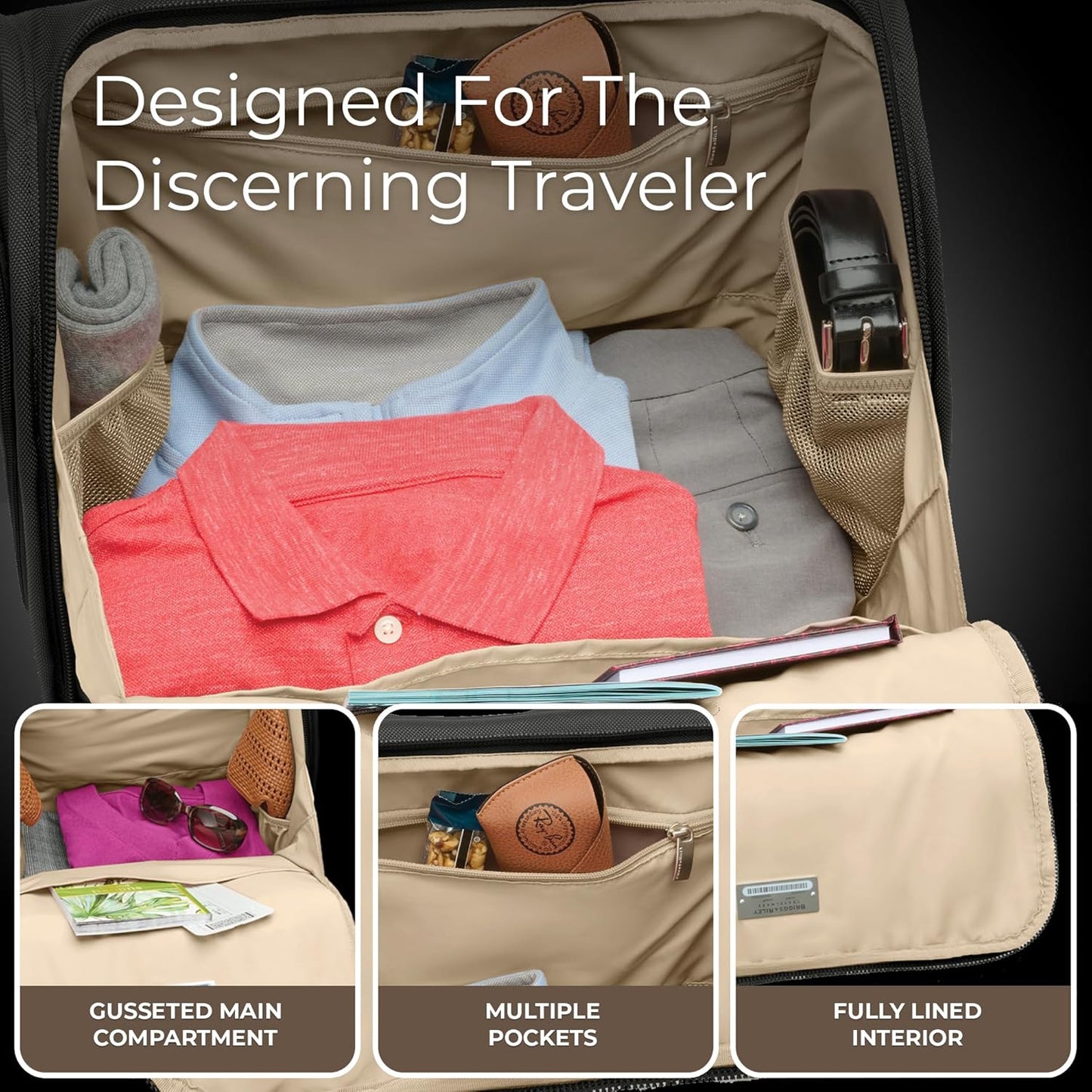 Briggs & Riley Cabin Spinner - Carry On Luggage for Travel, Suitcases with Wheels, Softside Rolling Bag for Men & Women, Fits Under Plane Seat, Interlocking Handle - Baseline Collection, Plum