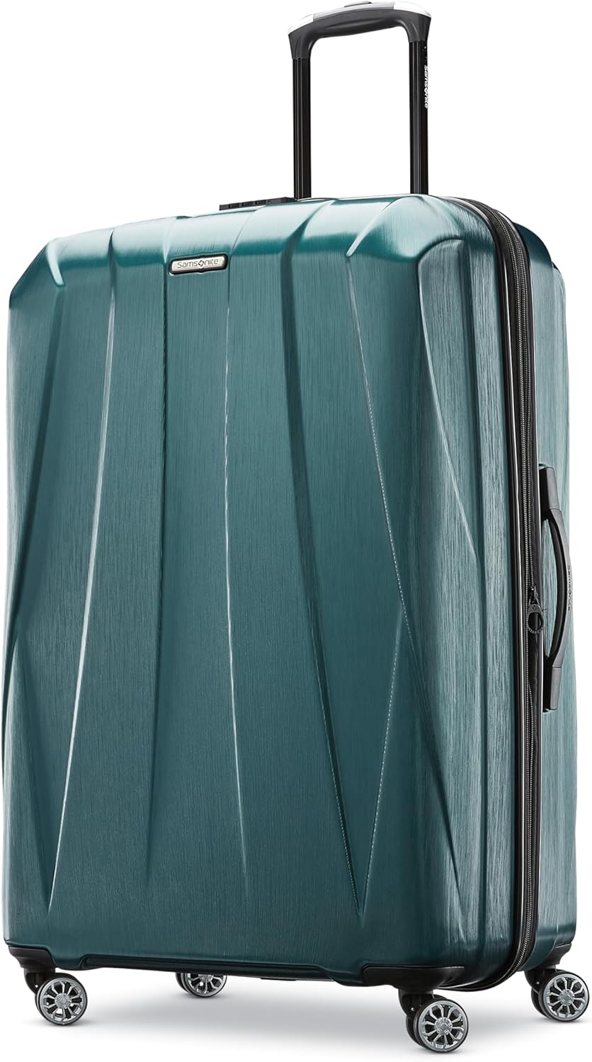 Samsonite Centric 2 Hardside Expandable Luggage with Spinner Wheels, Emerald Green, Checked-Large 28-Inch