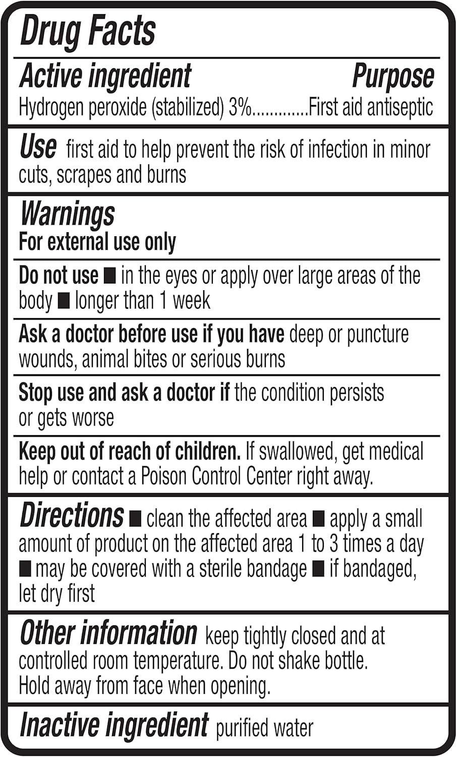 Amazon Basics Hydrogen Peroxide Topical Solution USP, First Aid Antiseptic for Cuts, Scrapes and Wound Disinfection, 16 fl oz, Pack of 1 (Previously Solimoi)