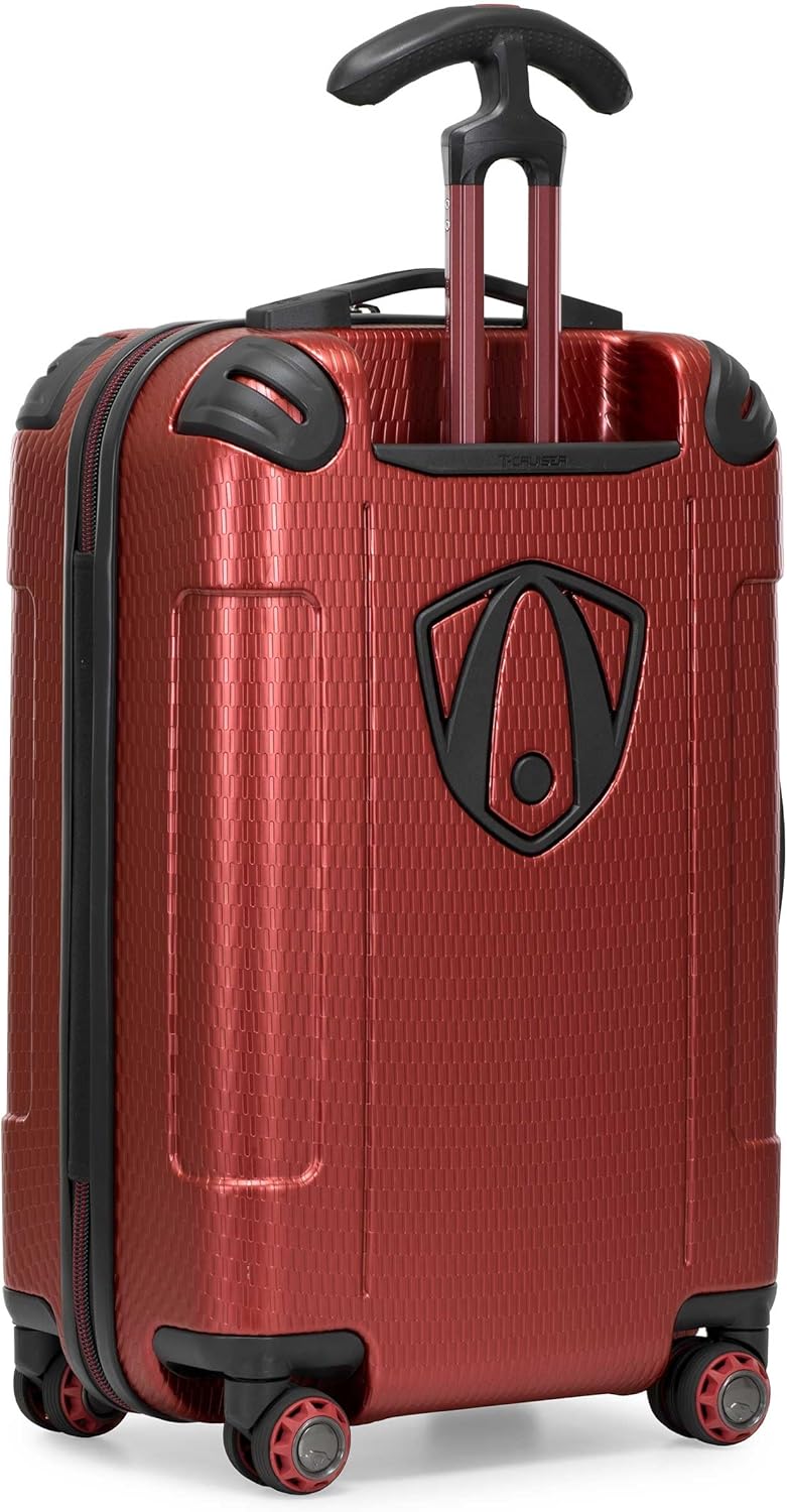 Traveler's Choice Maxporter II 22" Hardside Polycarbonate Spinner Carry-On Luggage, USB Port, TSA Lock, Red