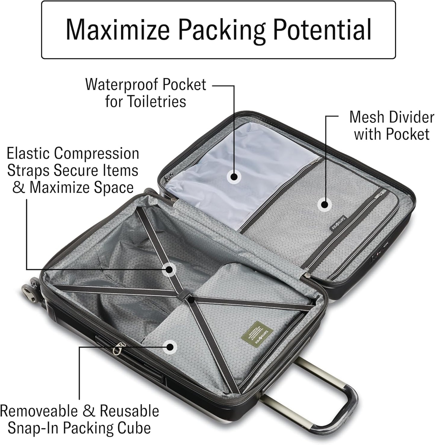 Samsonite Octiv Lightweight Hardshell 24-Inch Medium Checked Luggage - Durable Impact Resistant, 360° Aero Trac Spinner Wheels, Adjustable Telescopic Handle, Expandable, TSA Approved Lock - Silver
