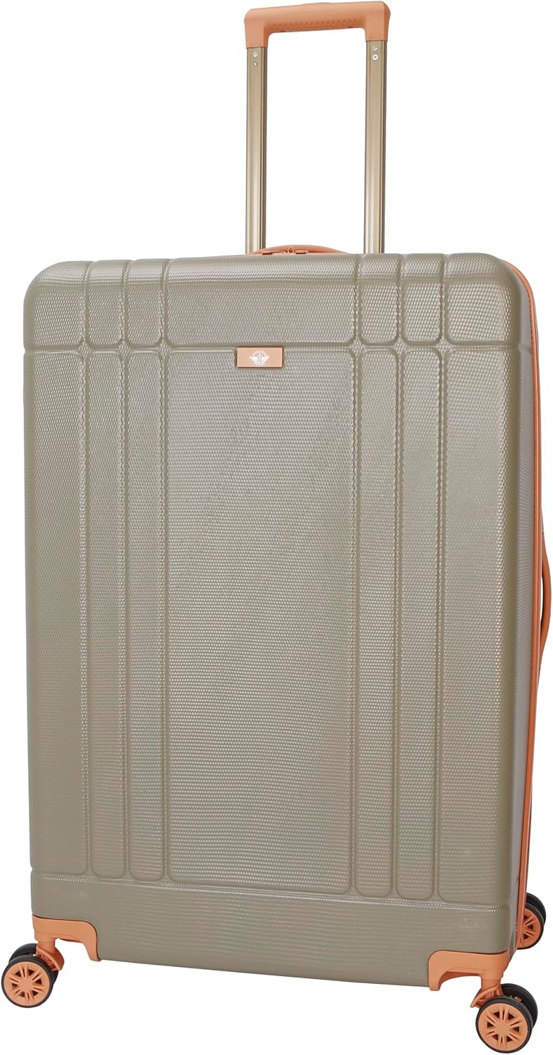 Dockers Hooper Hardside Expandable 8-Wheel Spinner Travel Luggage, Timberwolf, 28-Inch Checked