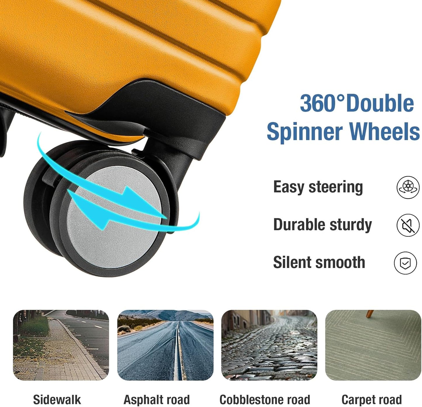 KYME Carry On Luggage 22x14x9 Airline Approved with TSA Lock Hard Shell Carry On Suitcase Lightweight Suitcases with Wheels Small Luggage for Men Women,Carry-On 20 Inch,Yellow