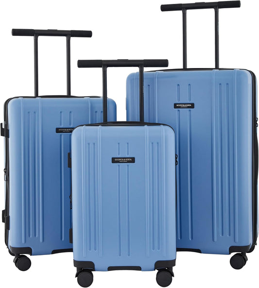 Scotch & Soda Eindhoven Wing-On Expandable Luggage, Mystic Blue, 3 Piece Set