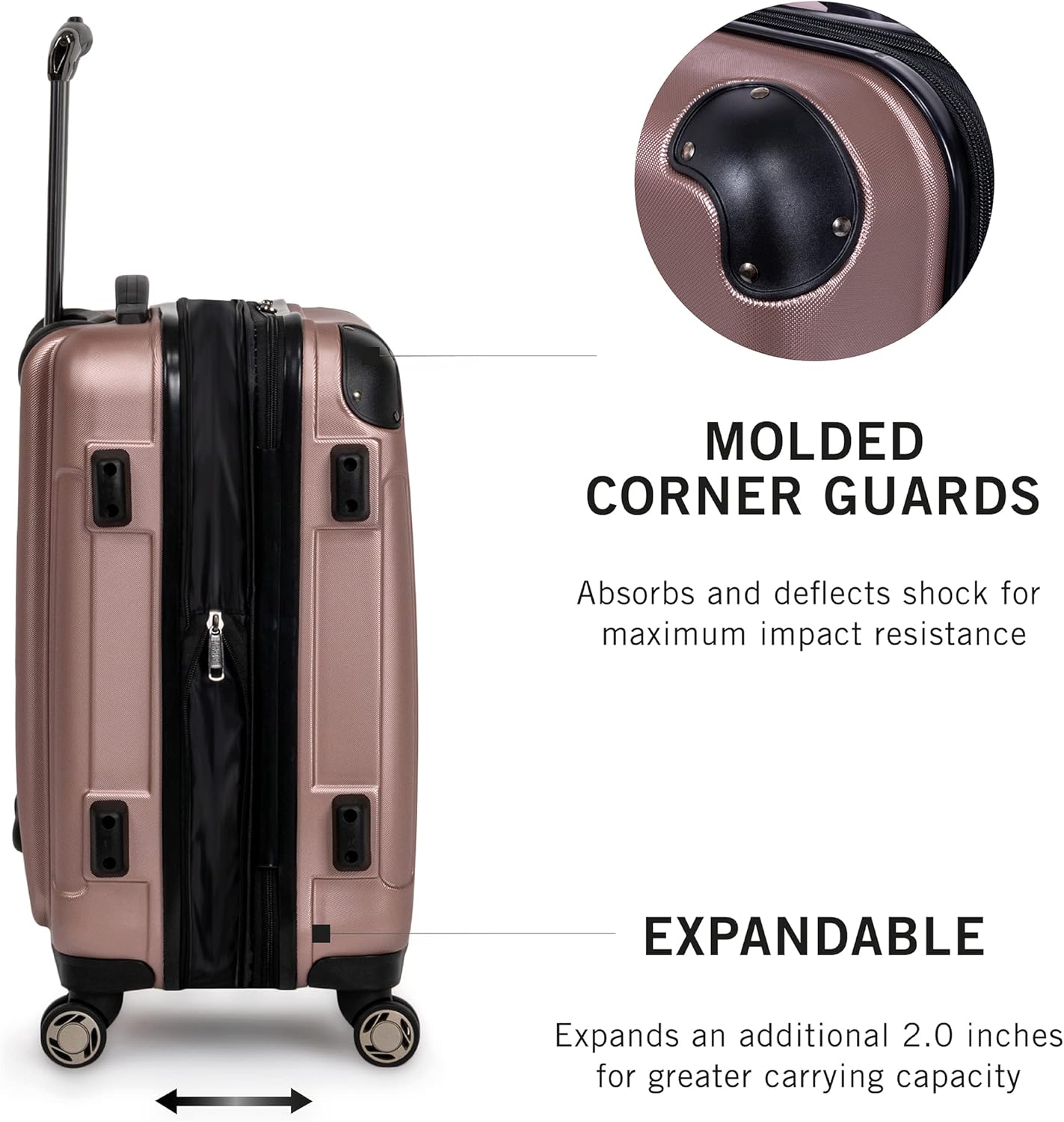Kenneth Cole REACTION Renegade Luggage Expandable 8-Wheel Spinner Lightweight Hardside Suitcase, Rose Gold, 28-Inch Checked